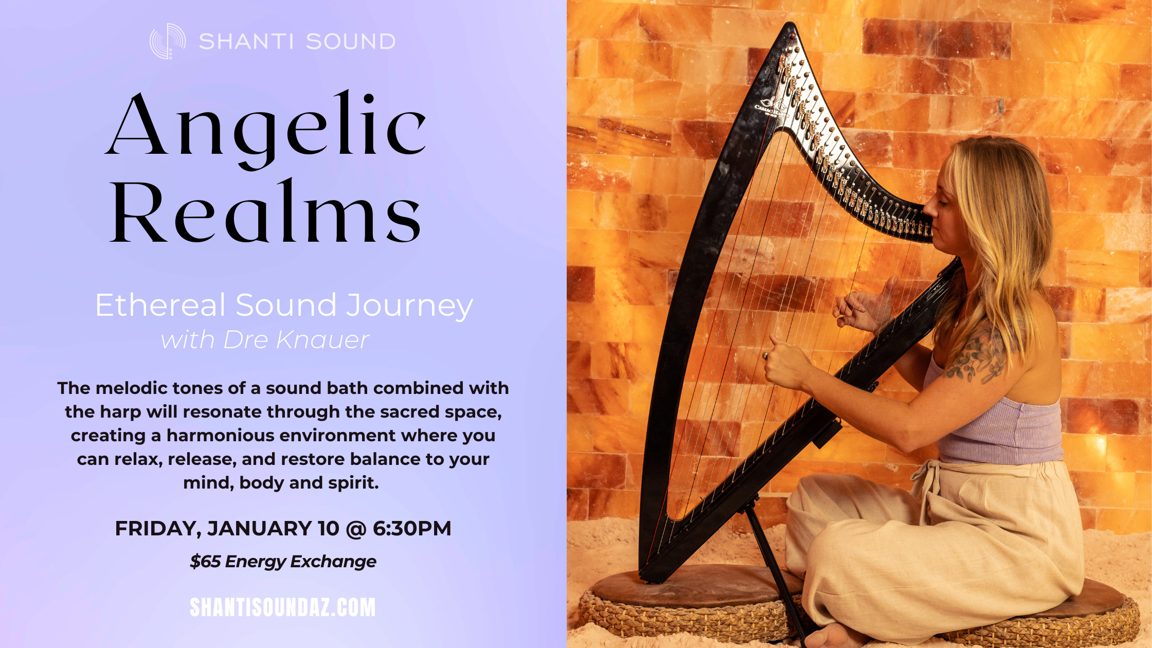 Featured image for “Angelic Realms: Harp Sound Bath featuring Dre Knauer”